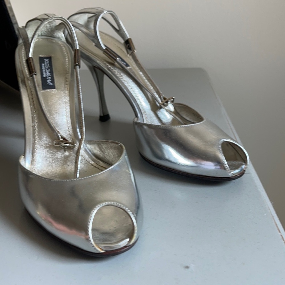 Dolce & Gabbana silver heel sandals